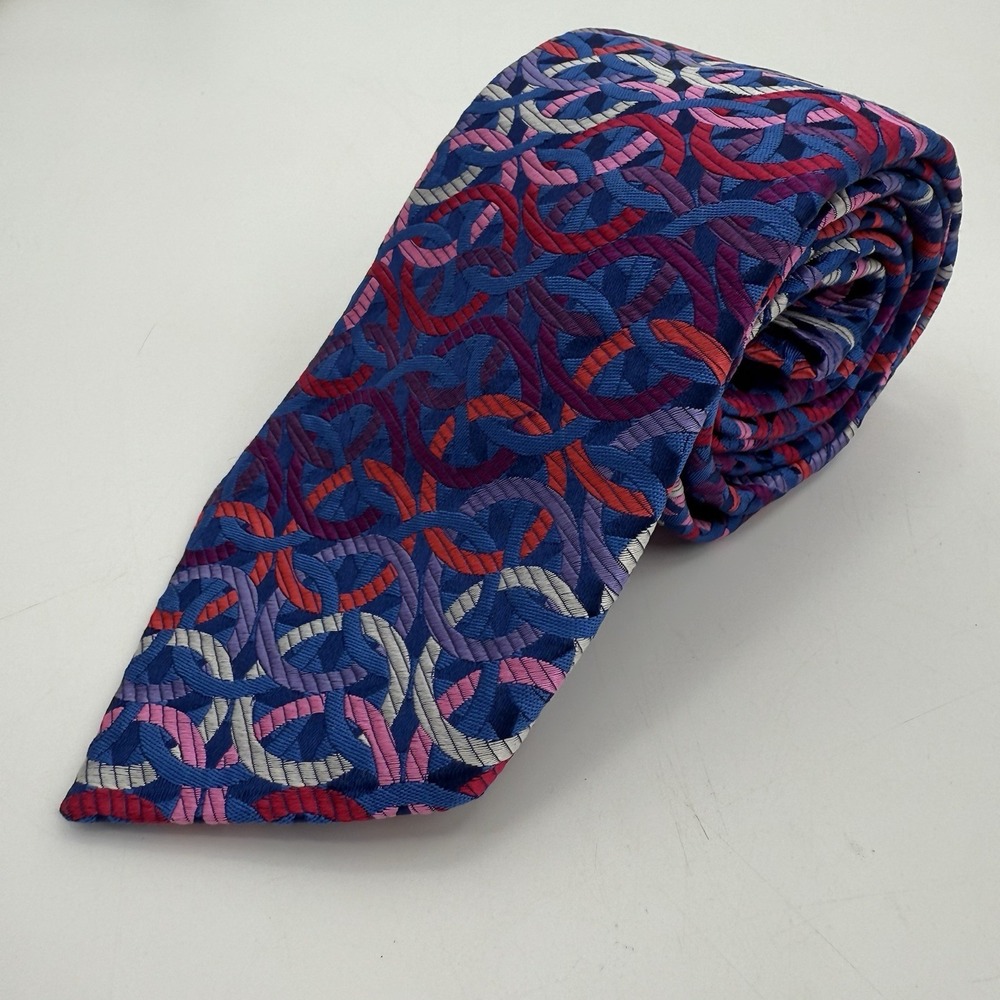 Tuttle Tie 100%‎ Silk Multicolor Geometric Hand Made In England Necktie